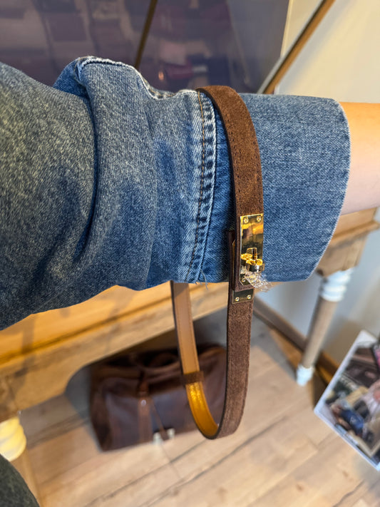 Ceinture Hanna en cuir suédé coloris chocolat