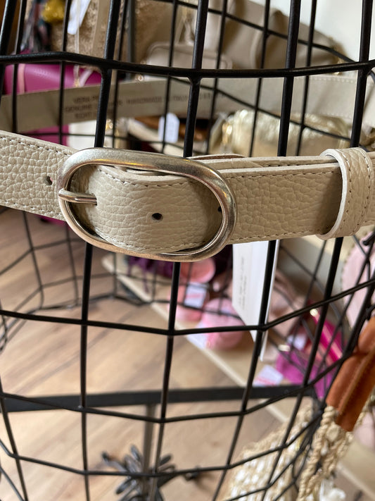 Ceinture Milena en cuir grainé beige