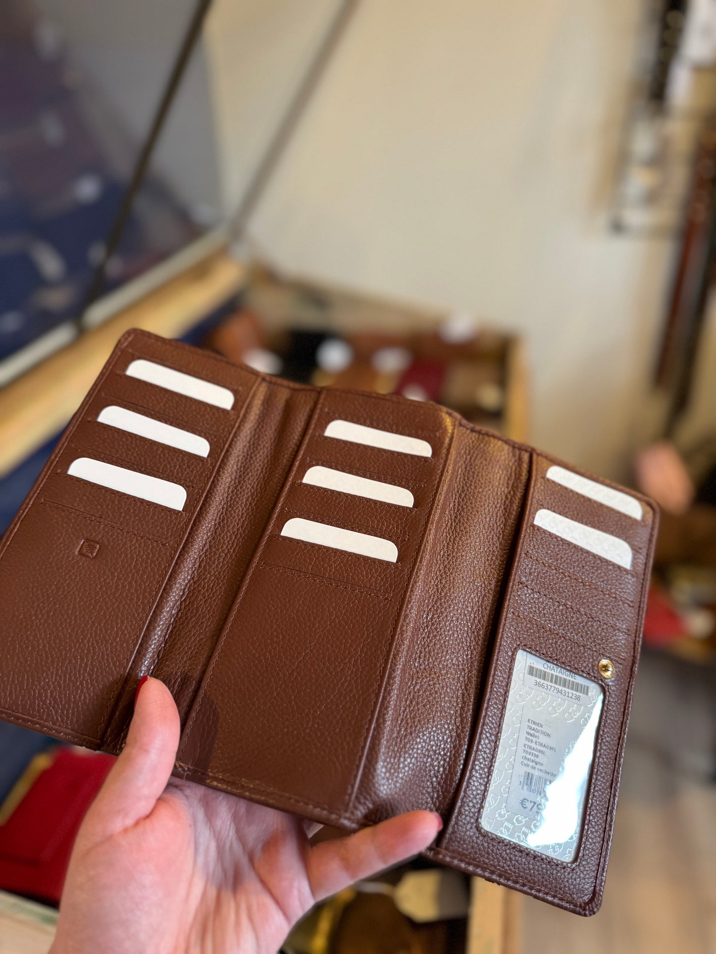 Portefeuille L Tradition cuir chataigne