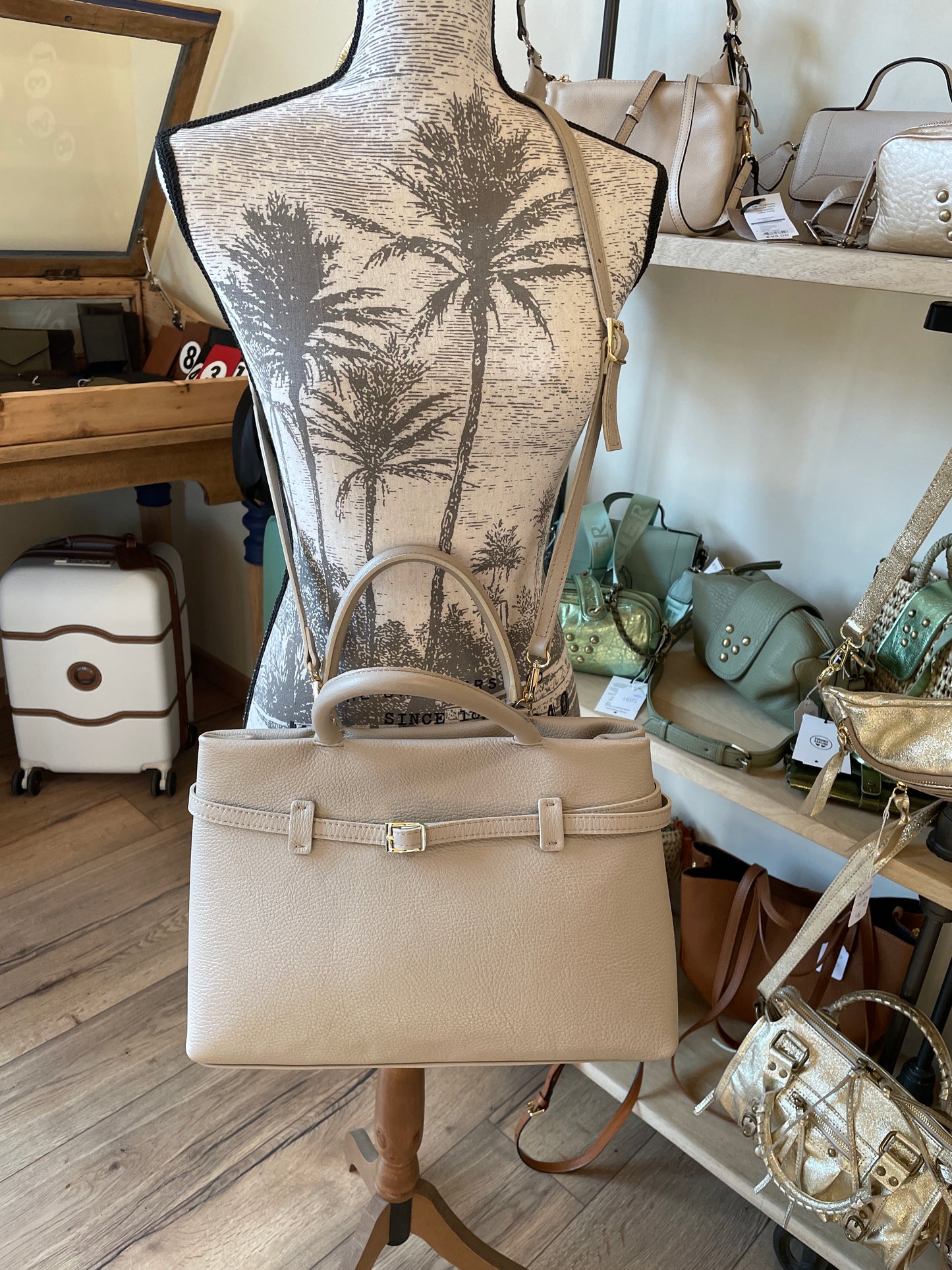 Sac Catherine en cuir beige