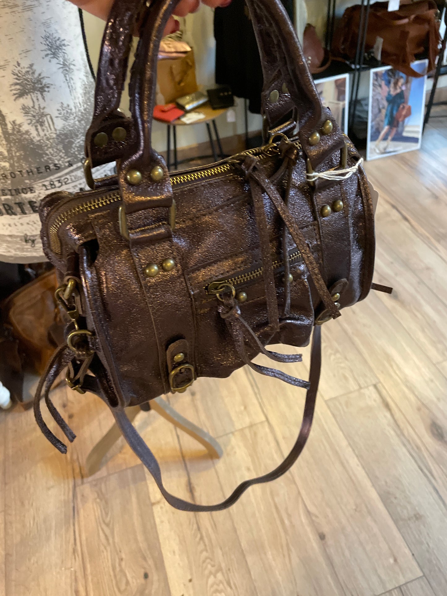 Sac Amandine mini coloris brun irisé