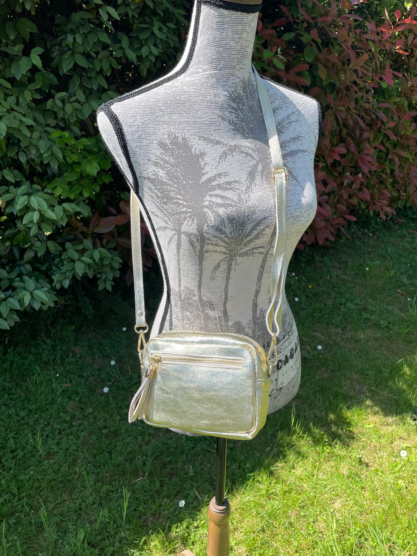 Sac SACHA en cuir irisé or