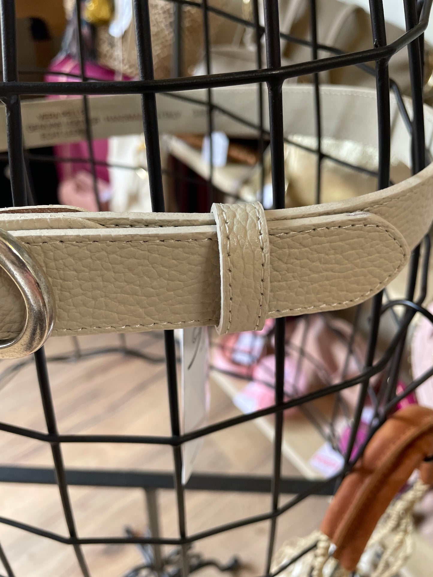 Ceinture Milena en cuir grainé beige