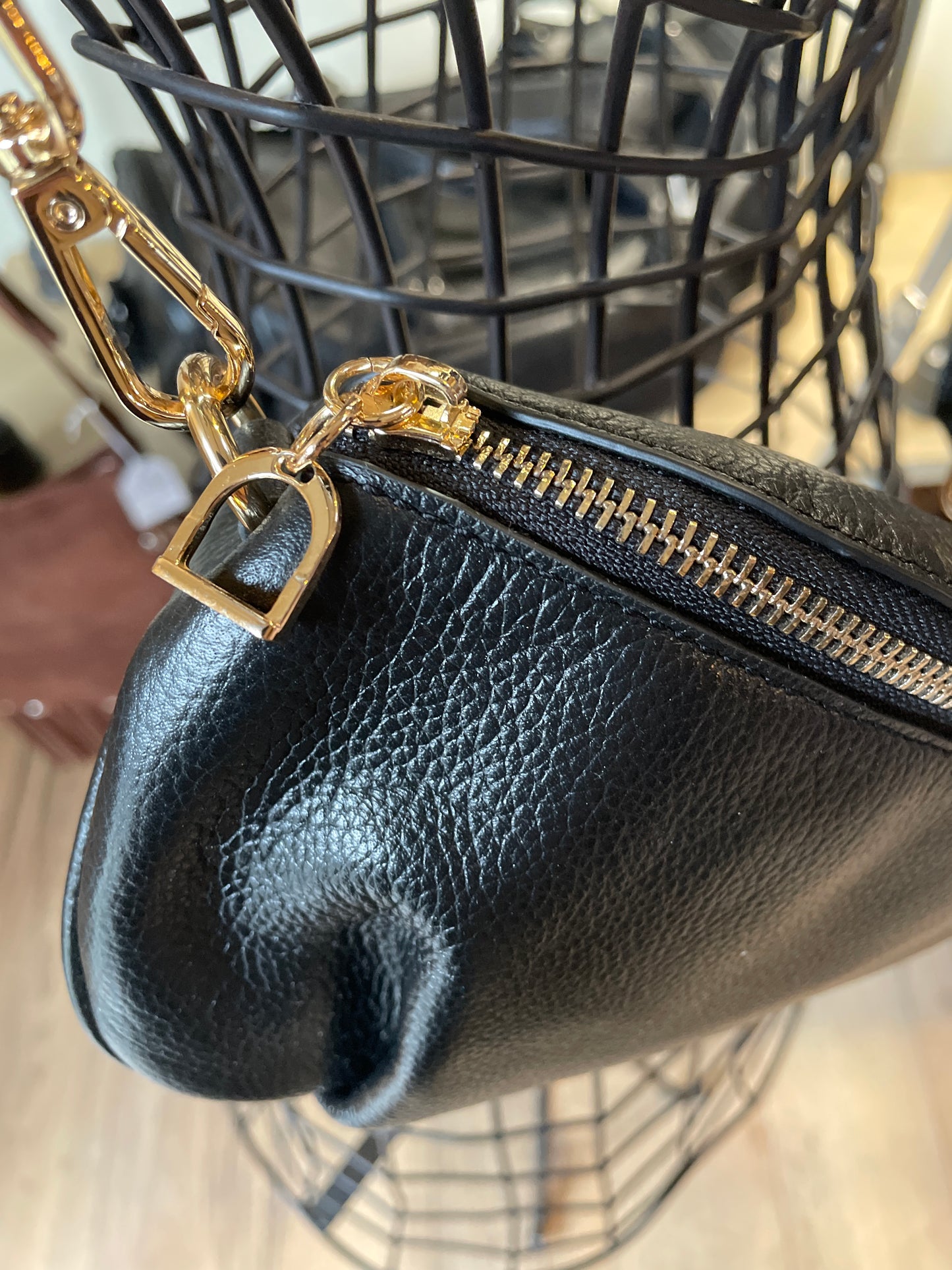 Sac banane M en cuir noir - Etrier