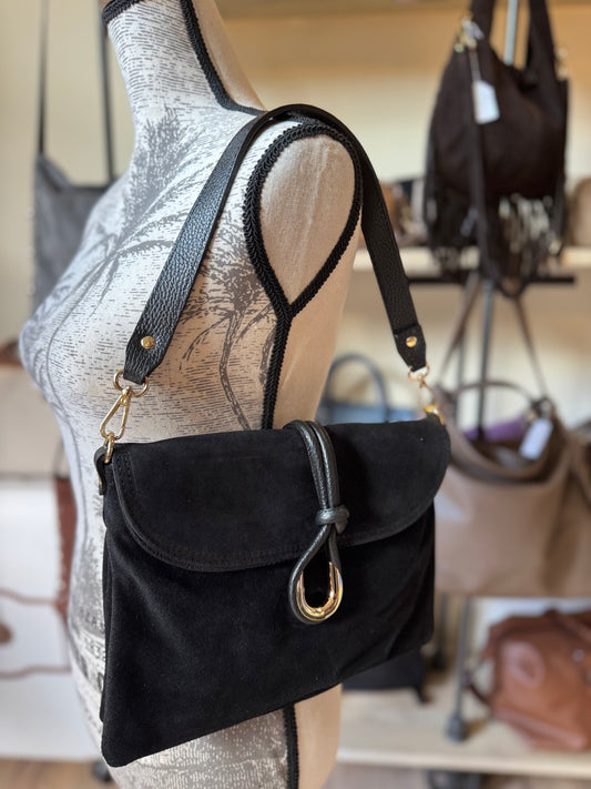 Sac Pochette Nattacha en daim noir