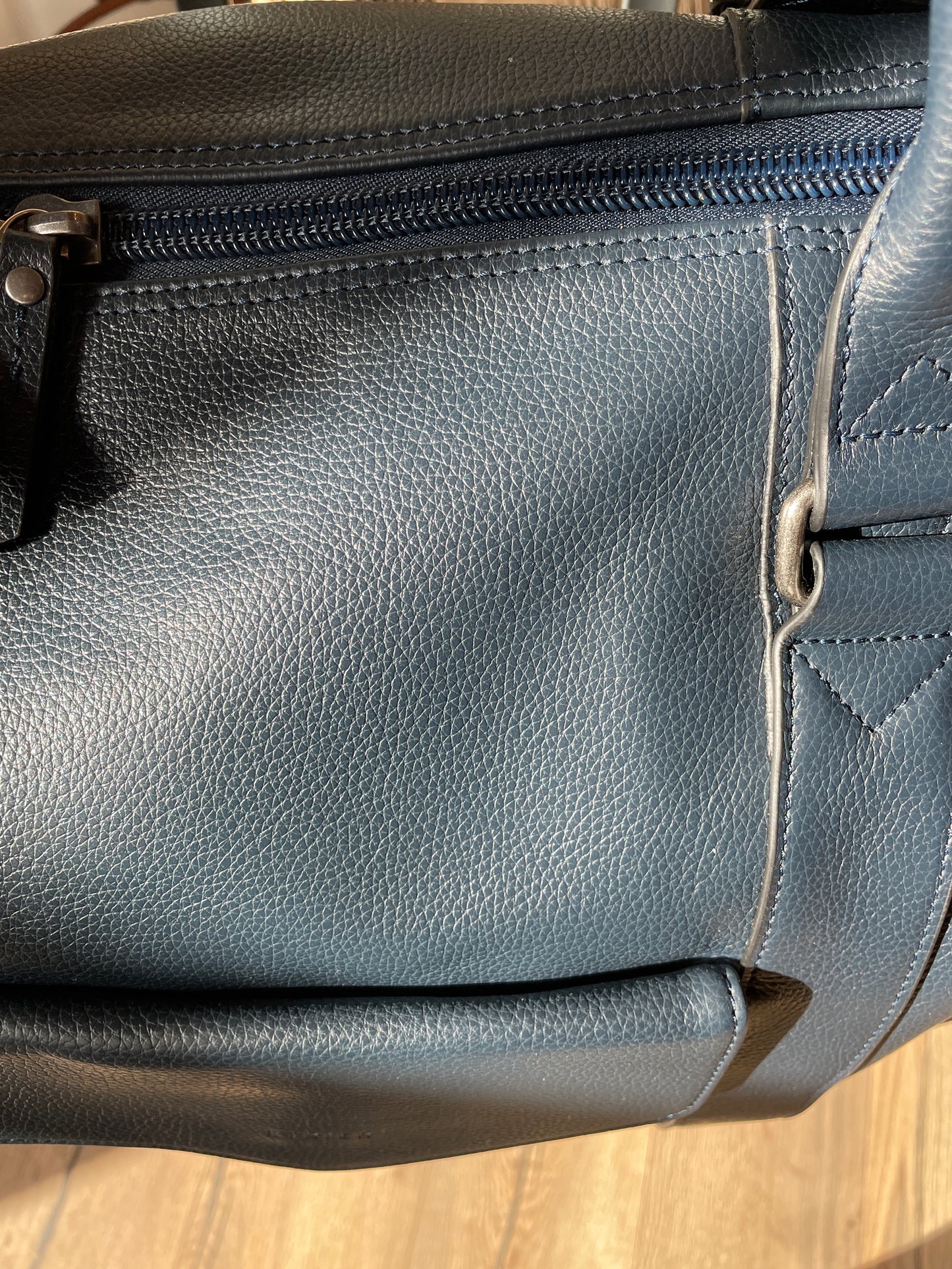 Sac de voyage Flandres en cuir marine - Étrier