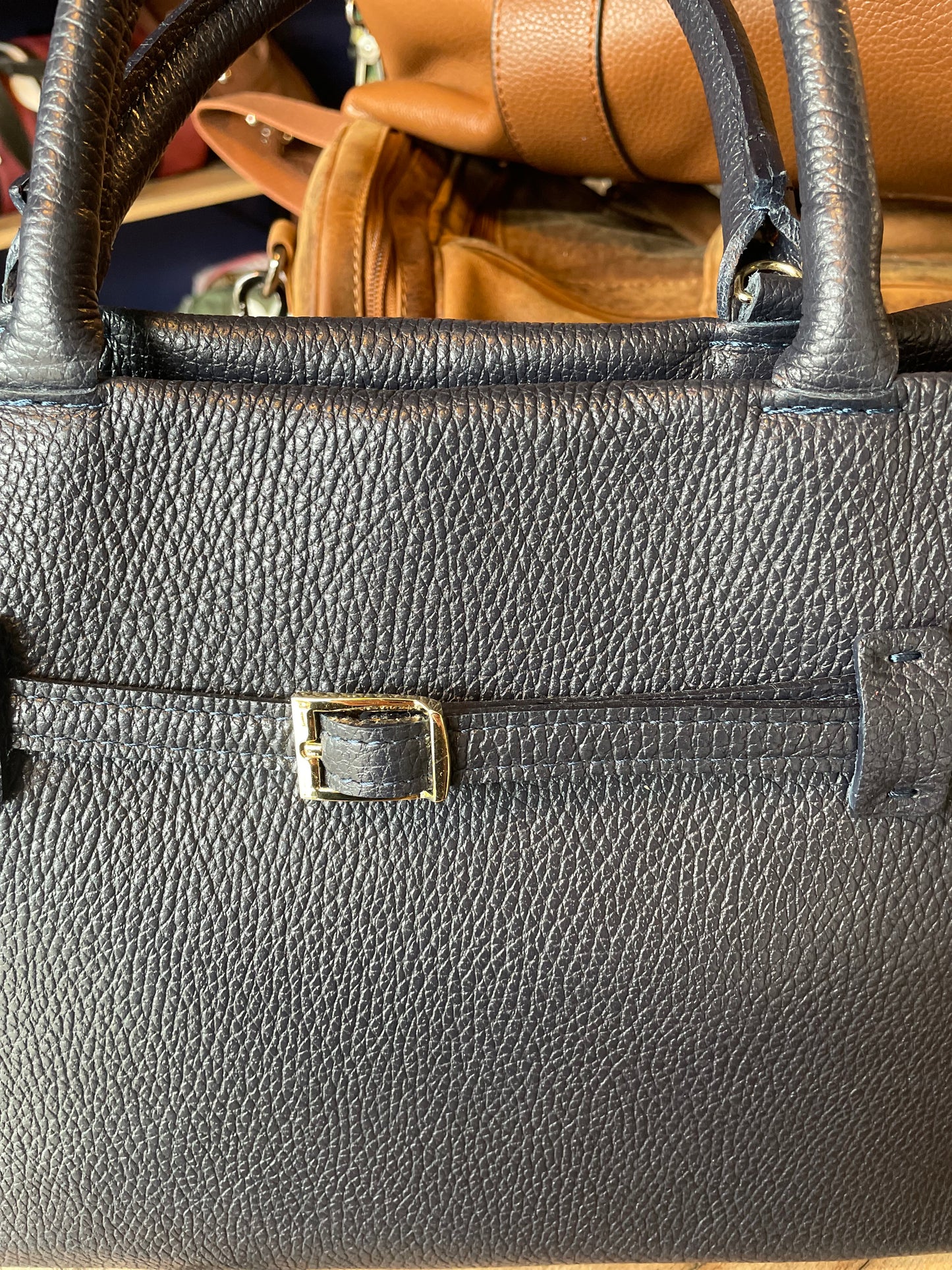 Sac Catherine en cuir grainé marine