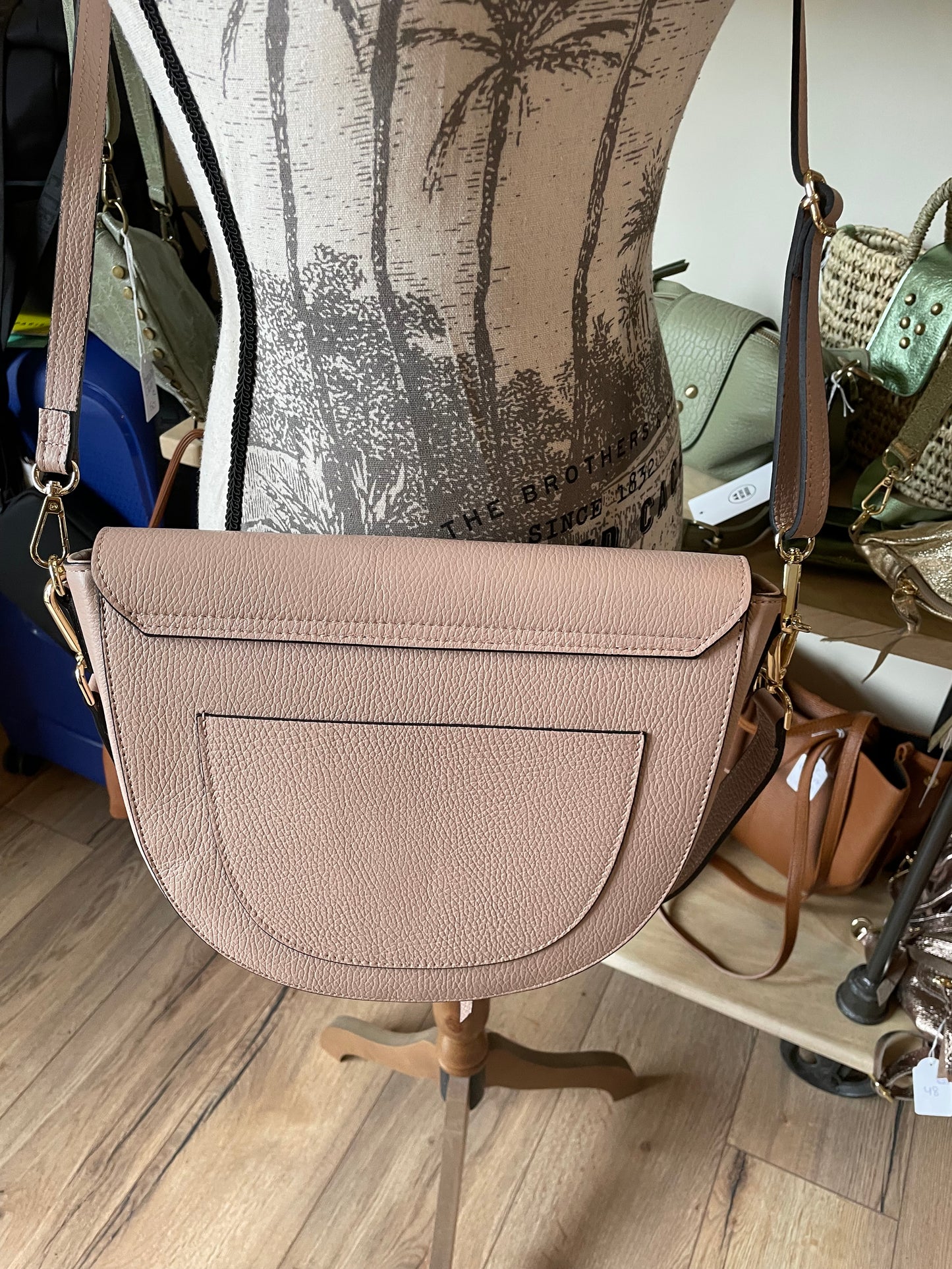 Sac Sylvie en cuir grainé - nude - SOLDÉ - 20%