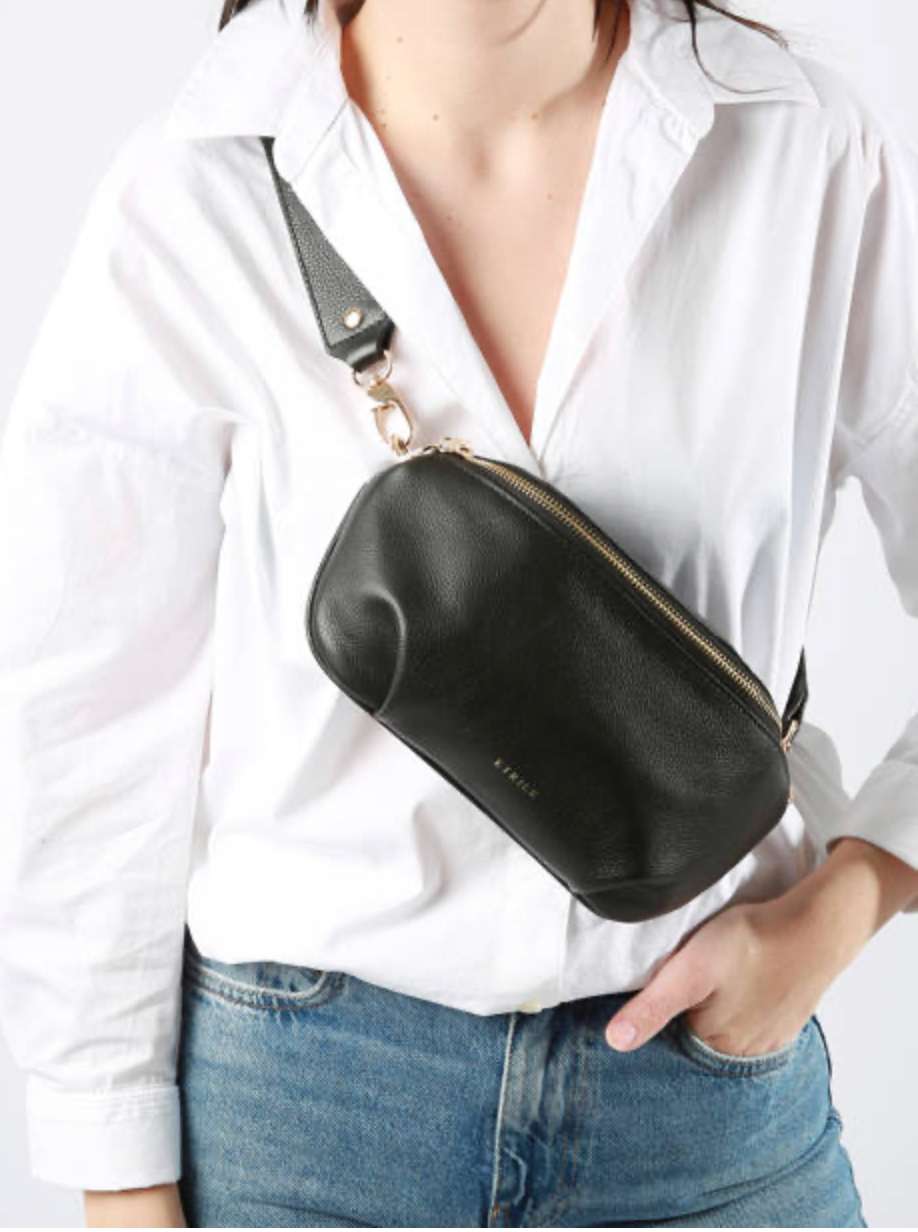 Sac banane M en cuir noir - Etrier