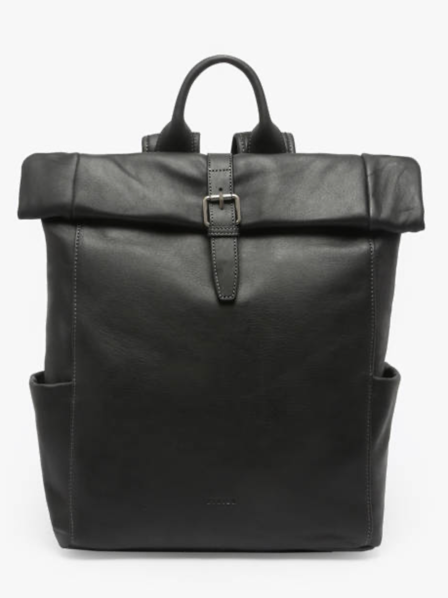 Sac à dos roulé en cuir ligne SPIDER coloris noir- Etrier