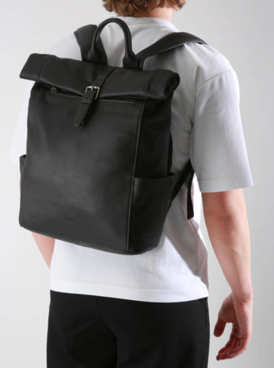 Sac à dos roulé en cuir ligne SPIDER coloris noir- Etrier