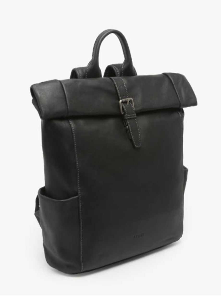 Sac à dos roulé en cuir ligne SPIDER coloris noir- Etrier