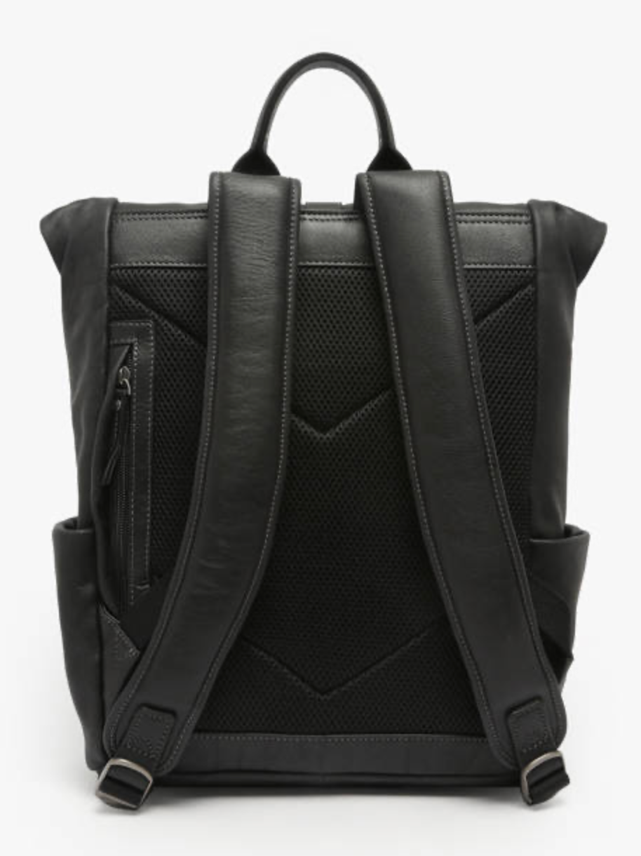 Sac à dos roulé en cuir ligne SPIDER coloris noir- Etrier