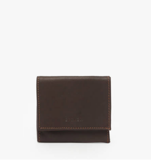 Porte-monnaie en cuir marron foncé /ligne Oil - Étrier