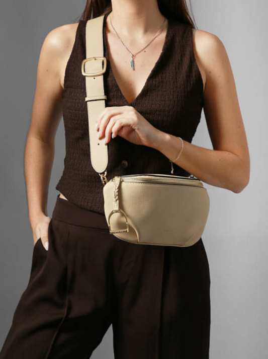 Sac banane Torsade cuir Sable