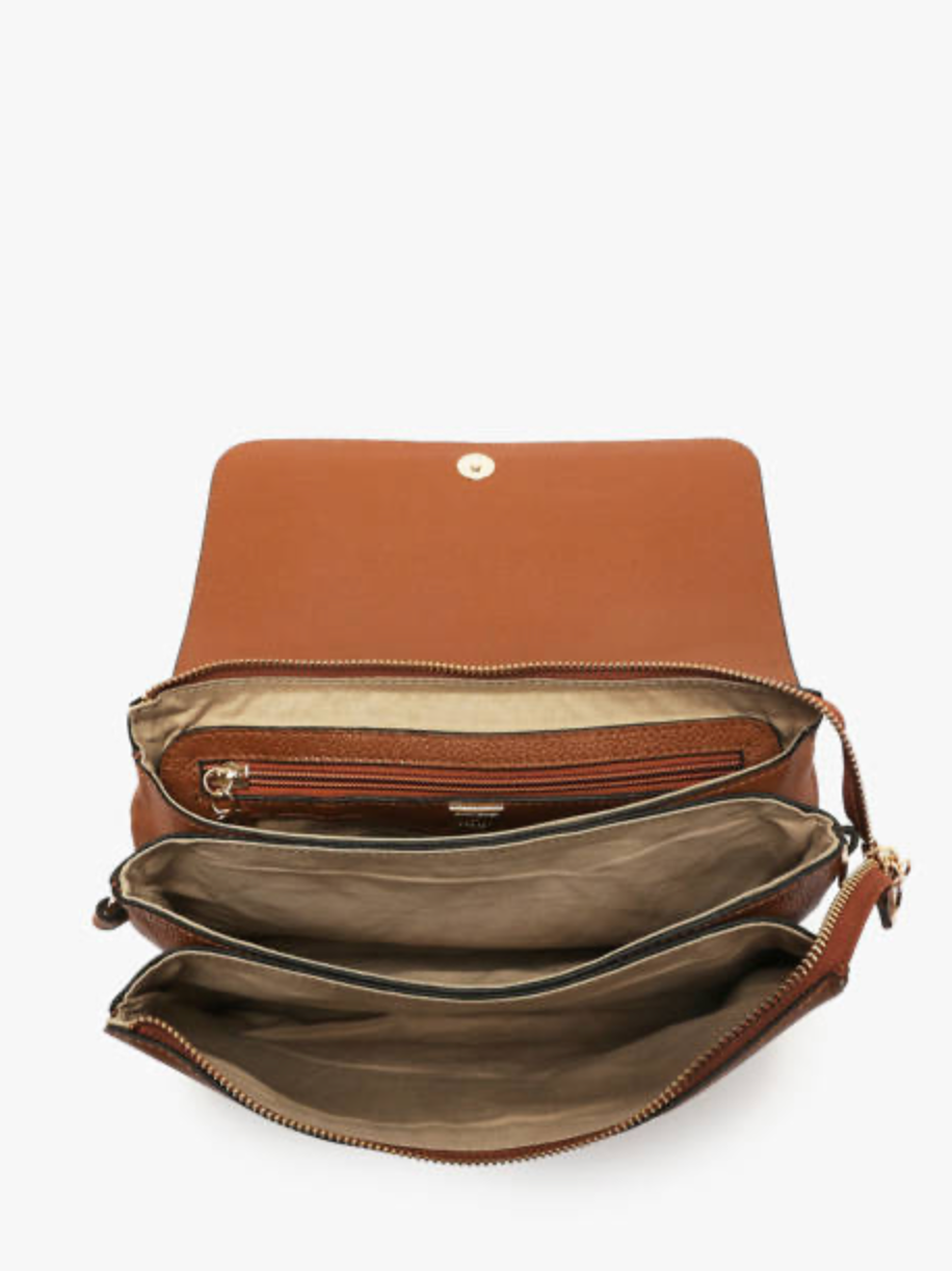 Sac bandoulière en cuir grainé Camel - Etrier