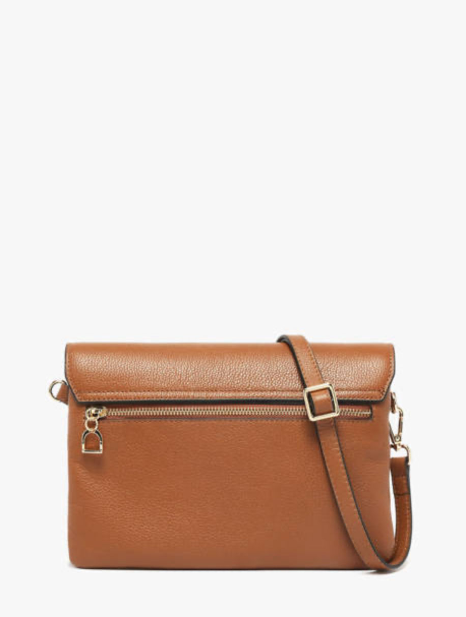 Sac bandoulière en cuir grainé Camel - Etrier