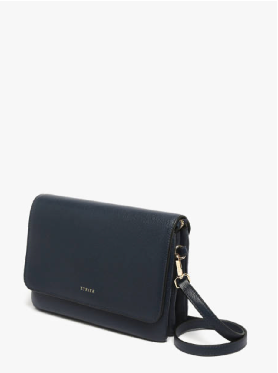 Sac bandoulière M en cuir grainé marine - Etrier