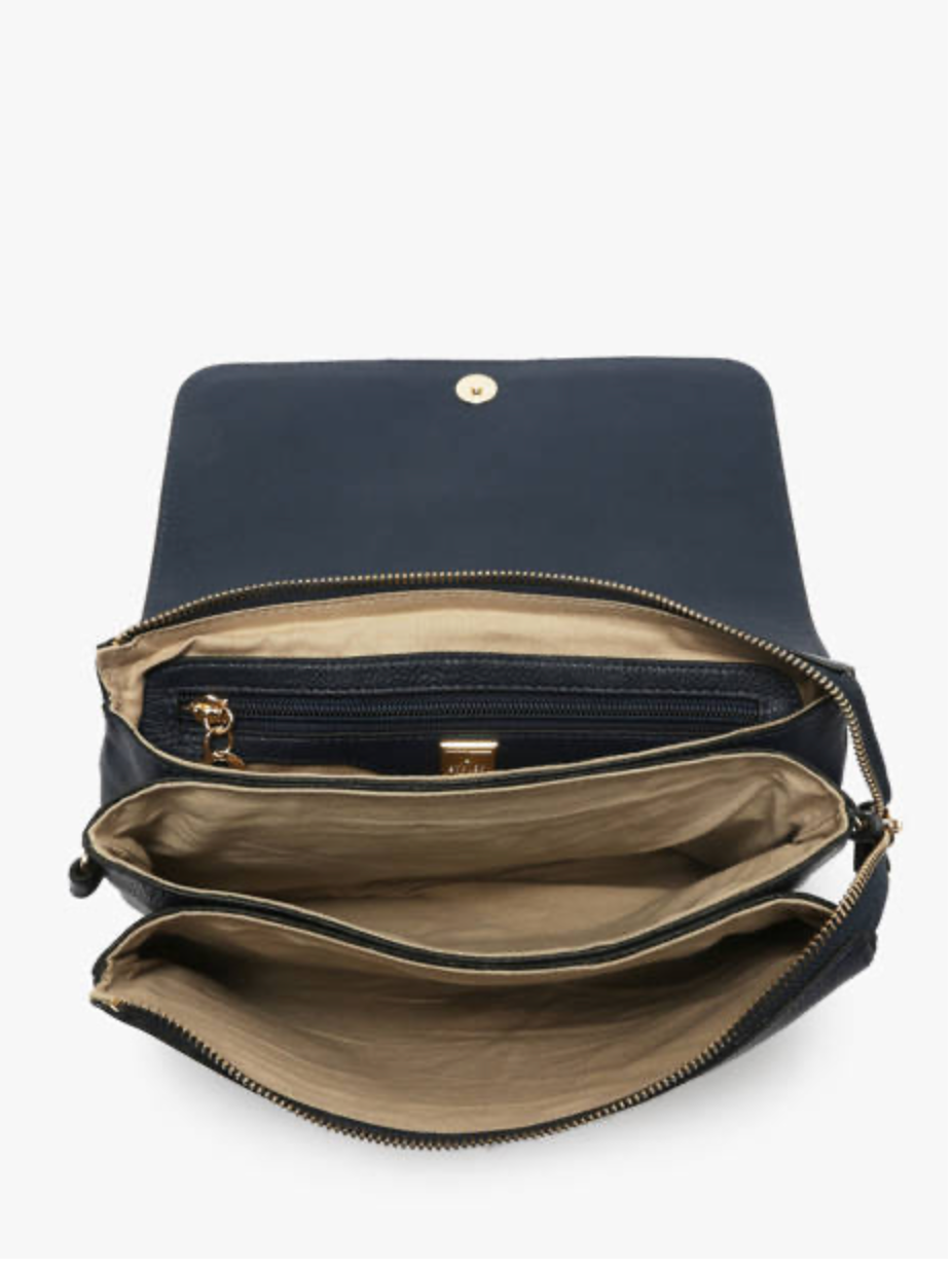 Sac bandoulière M en cuir grainé marine - Etrier