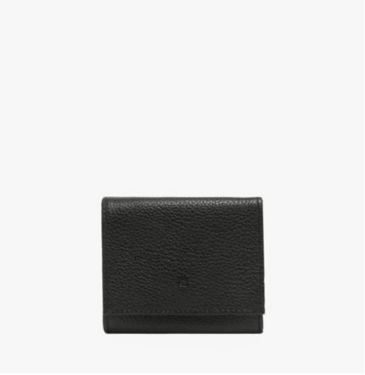 Porte-monnaie Madras en cuir noir