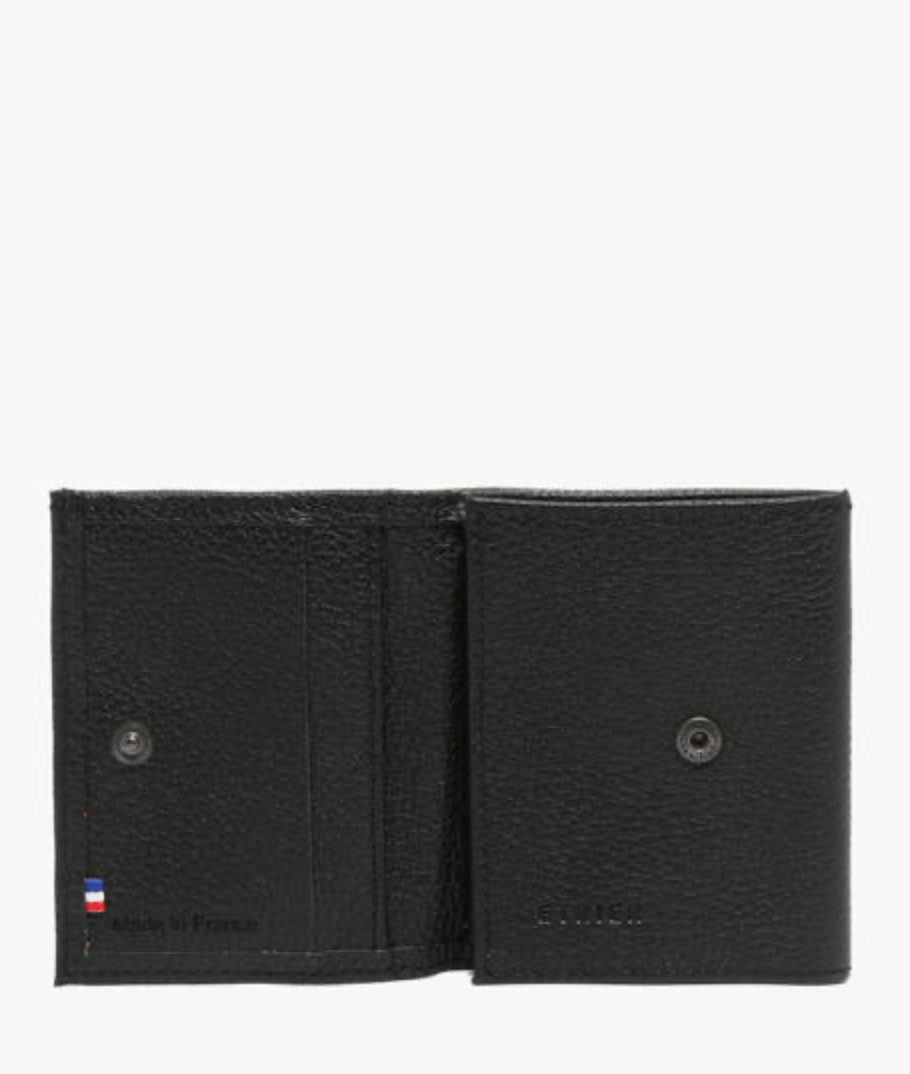 Porte-monnaie Madras en cuir noir