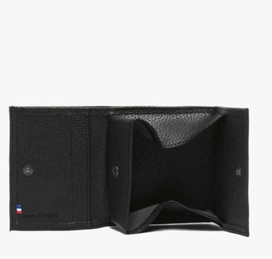 Porte-monnaie Madras en cuir noir