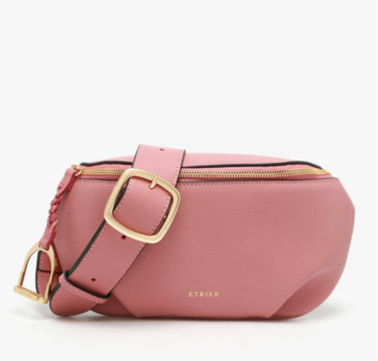 Sac banane Torsade cuir vieux rose