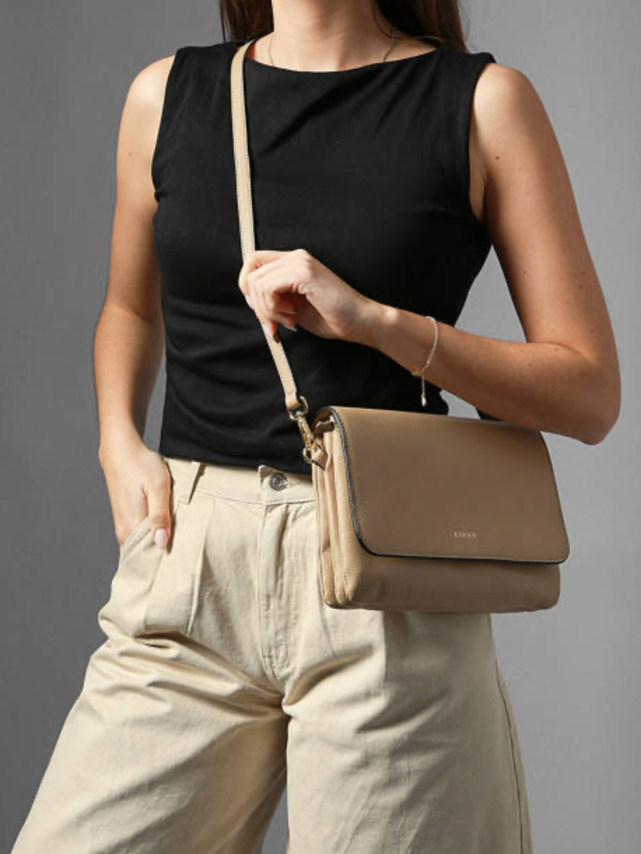 Sac bandoulière M Tradition cuir coloris sable