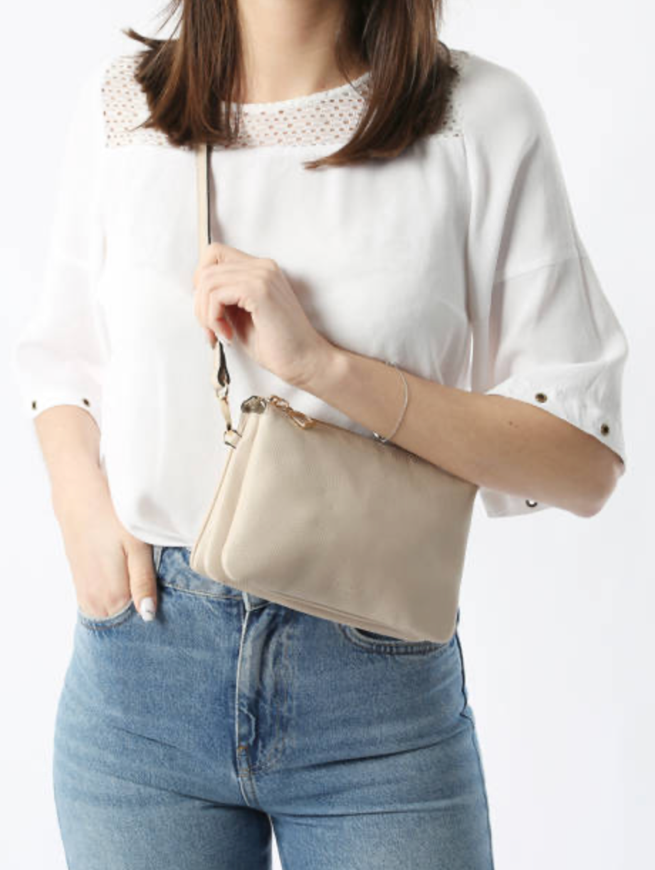 Sac bandoulière Tradition cuir coloris craie