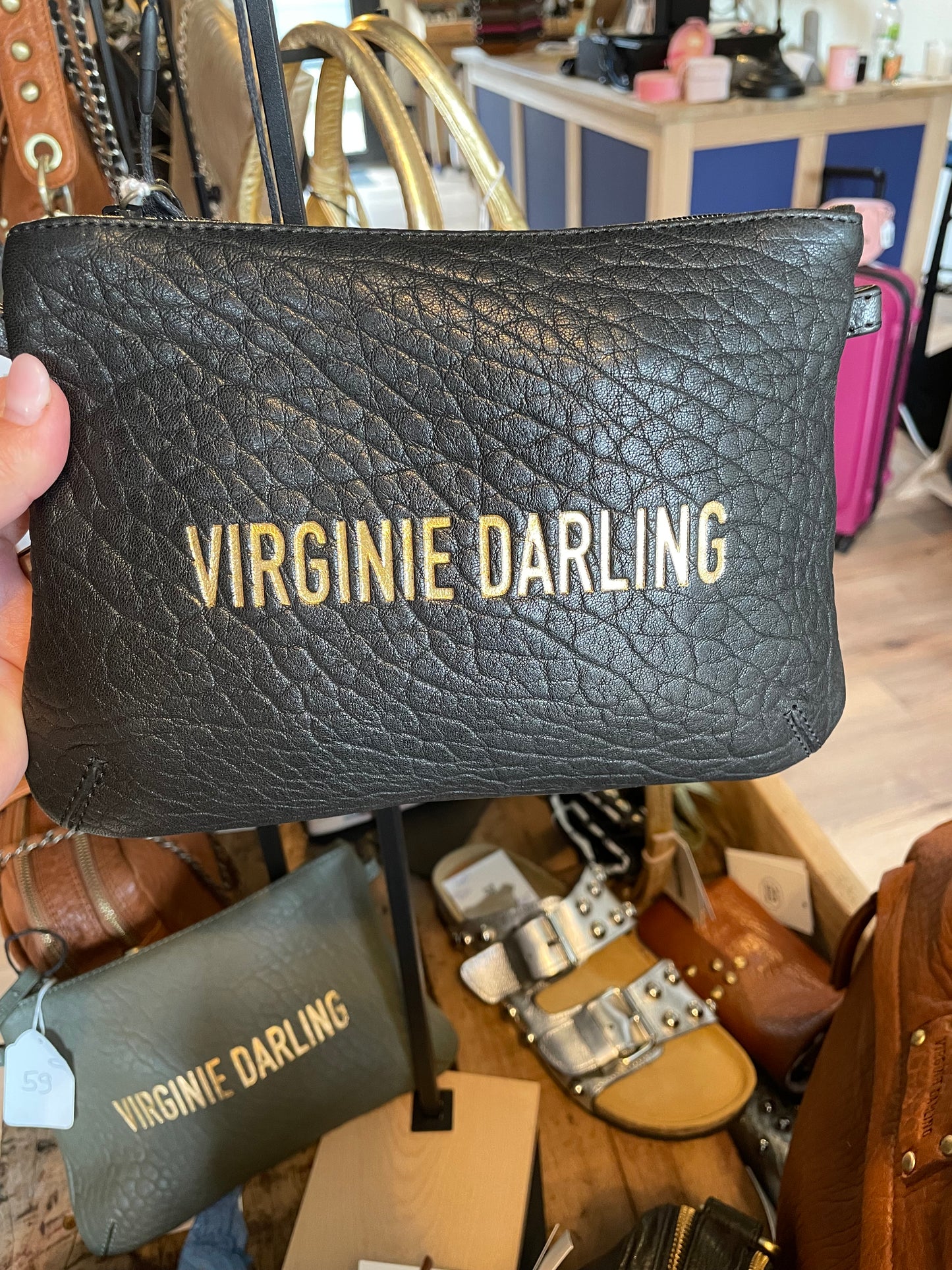 Pochette Darling Small noire - Embossage or