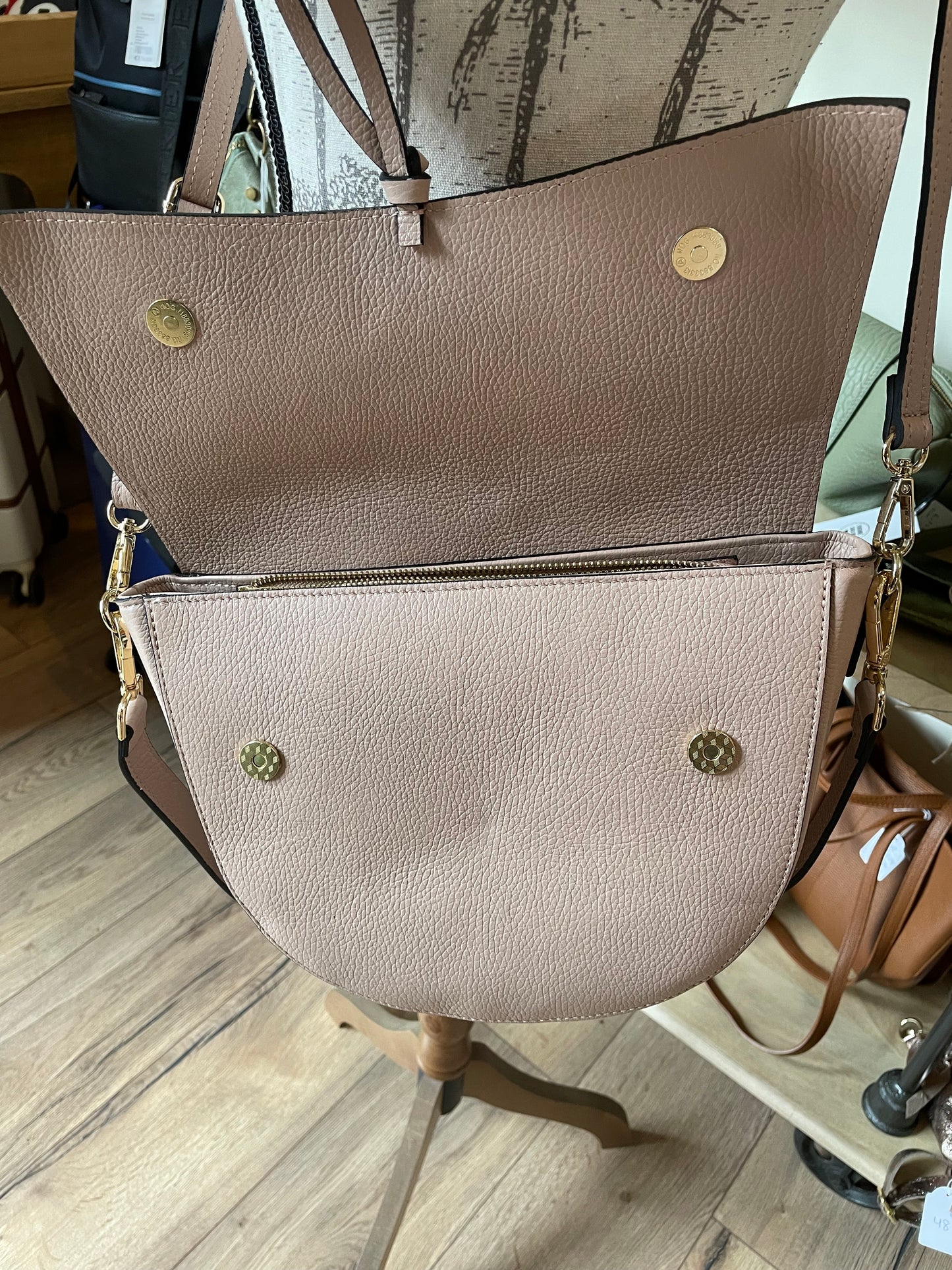 Sac Sylvie en cuir grainé - nude - SOLDÉ - 20%
