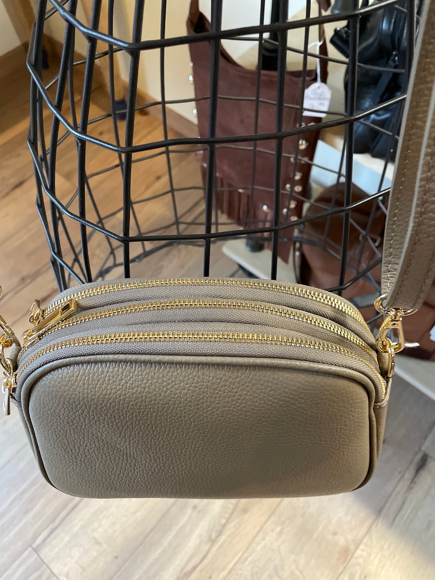 Sac Pamela en cuir grainé Taupe