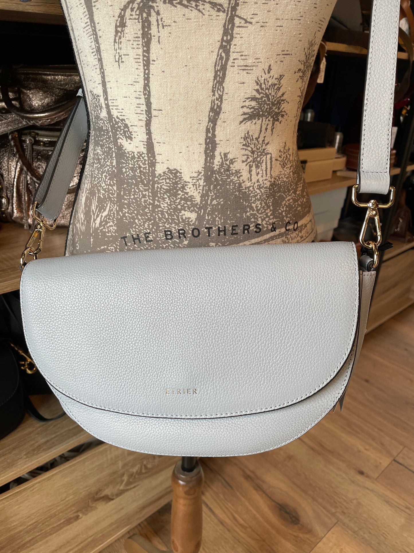 Sac bandoulière en cuir Tradition coloris azur - Étrier