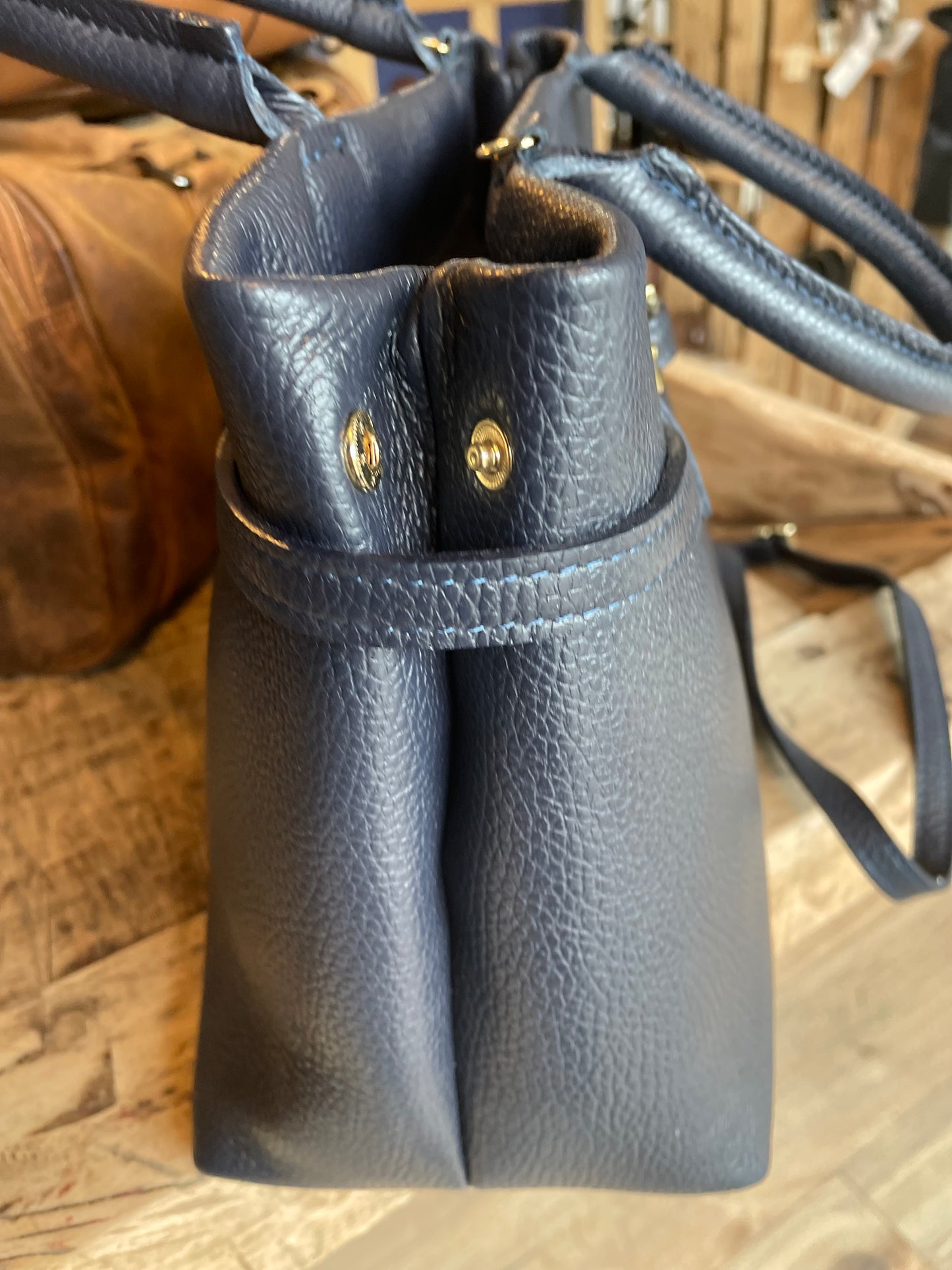 Sac Catherine en cuir grainé marine