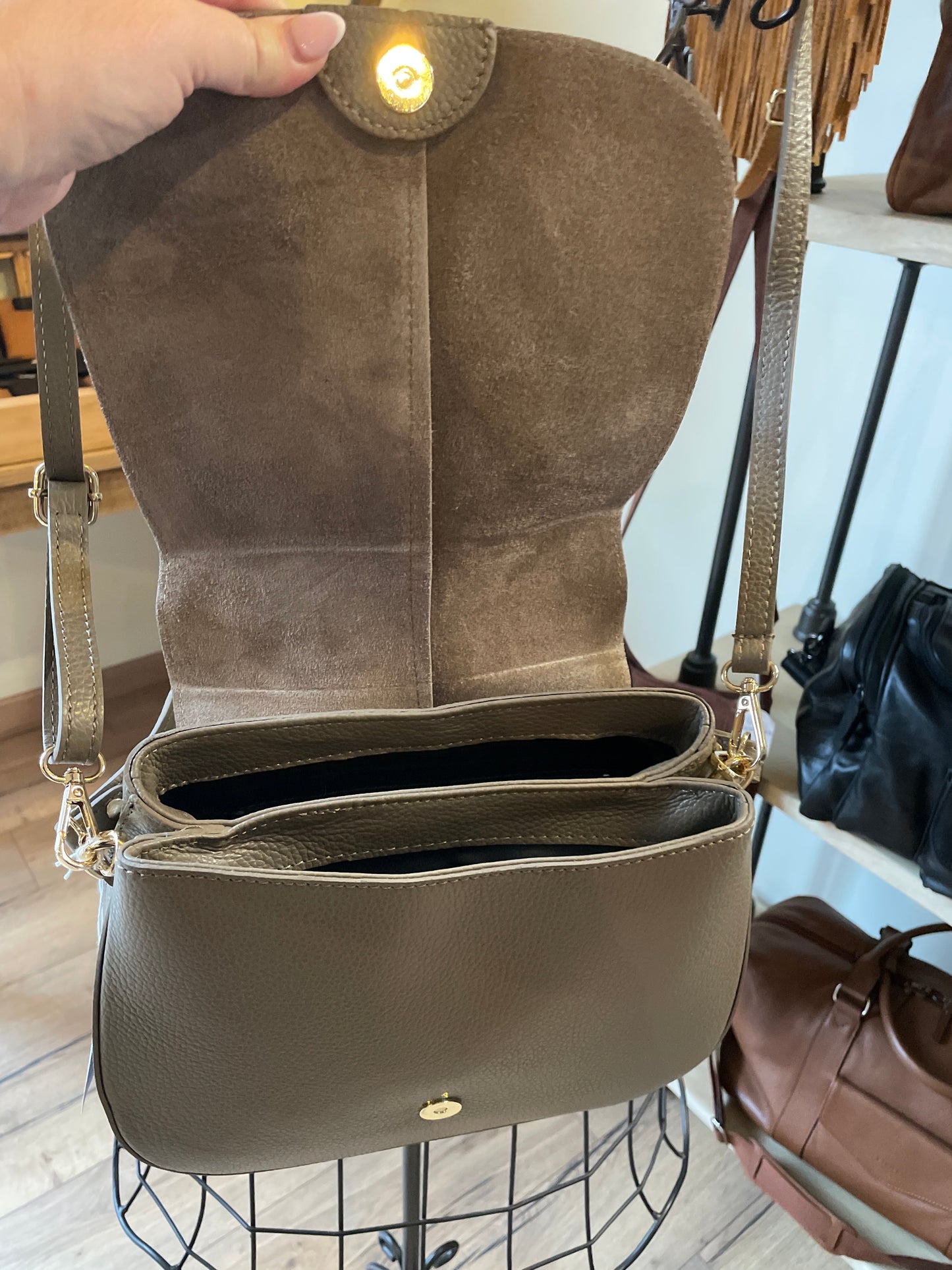 Sac Laura en cuir grainé Taupe