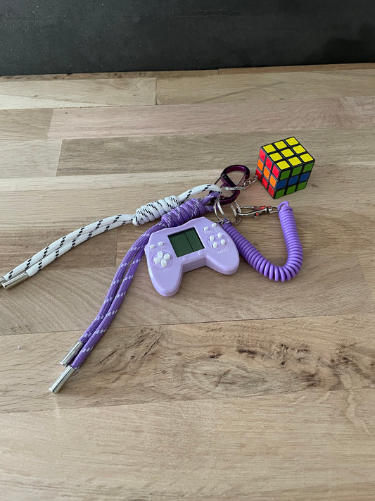 Bijou de sac - Manette de jeux + rubik’s cube Violet
