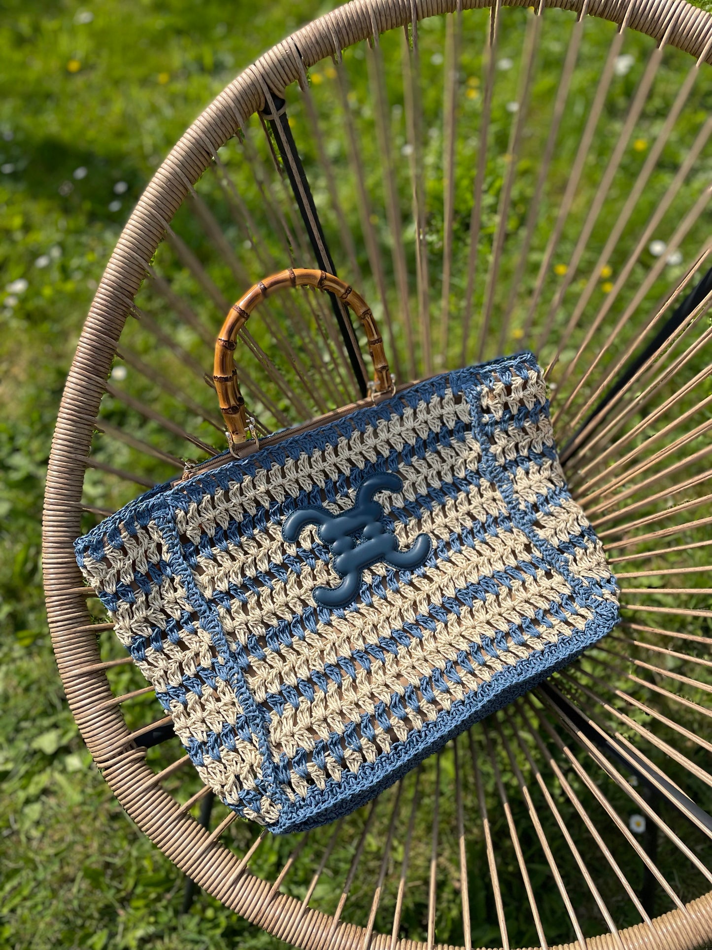 Panier Alba taupe/bleu jean
