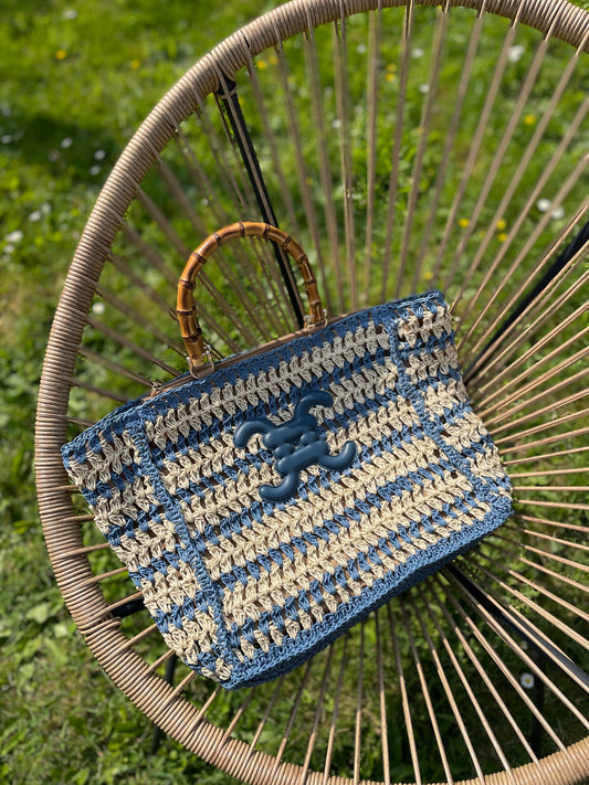 Panier Alba taupe/bleu jean