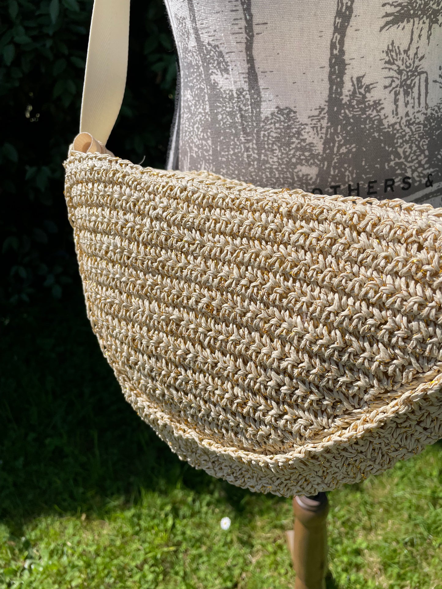 Banane demi lune tressée ROMY beige