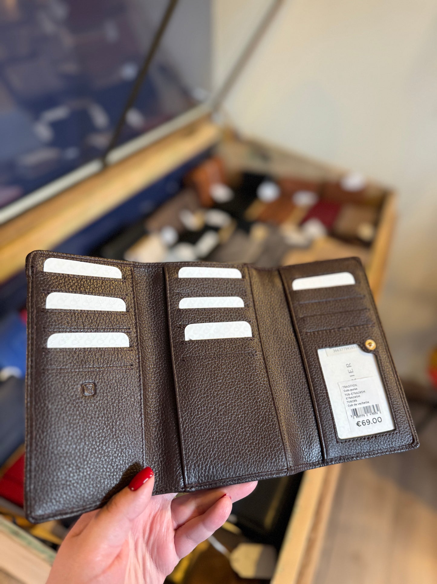 Portefeuille M Tradition cuir chocolat