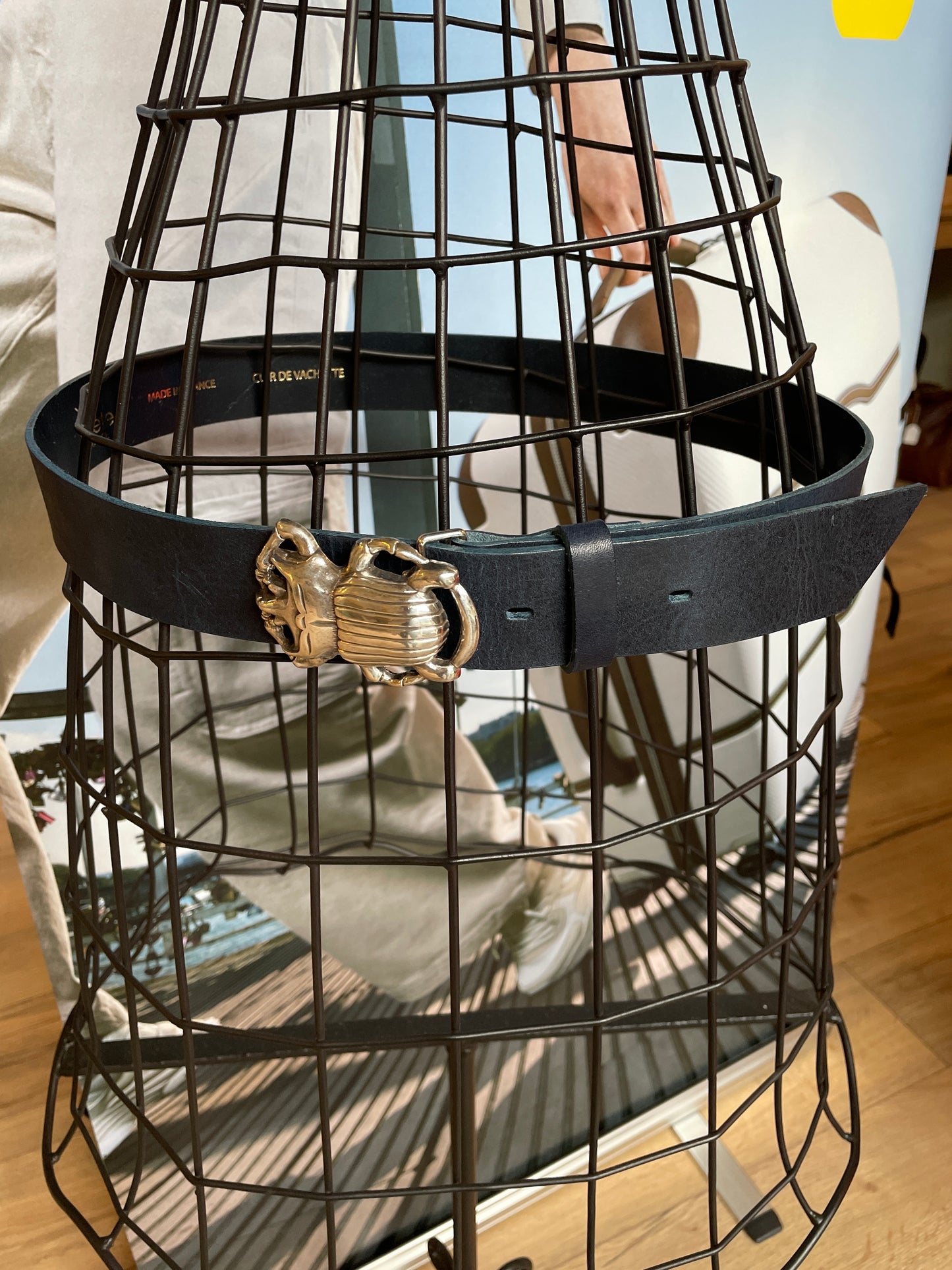 Tige YOLETE en cuir de vachette Preto Navy - Marine
