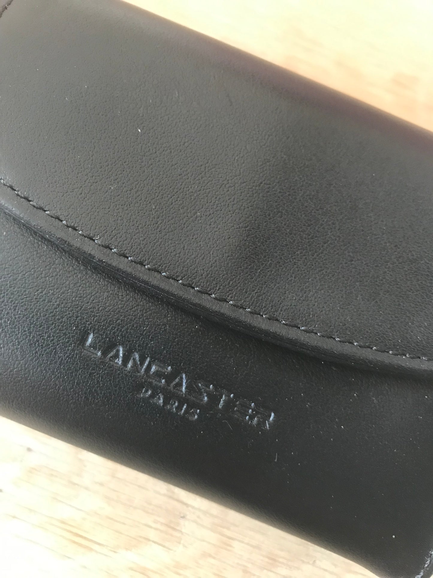 Porte monnaie petit Portefeuille en cuir lisse LANCASTER noir