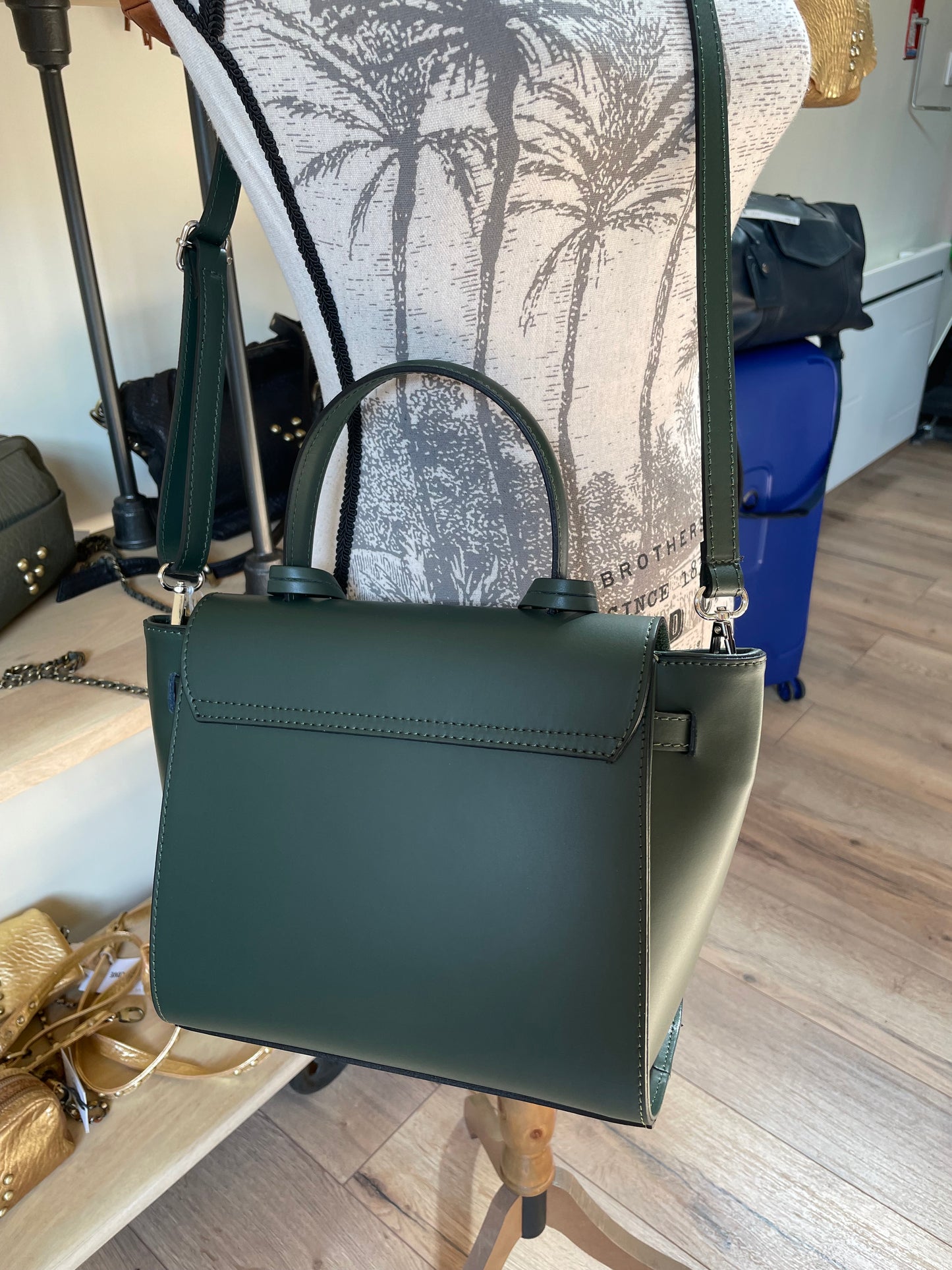 Sac Diana en cuir vert bouteille