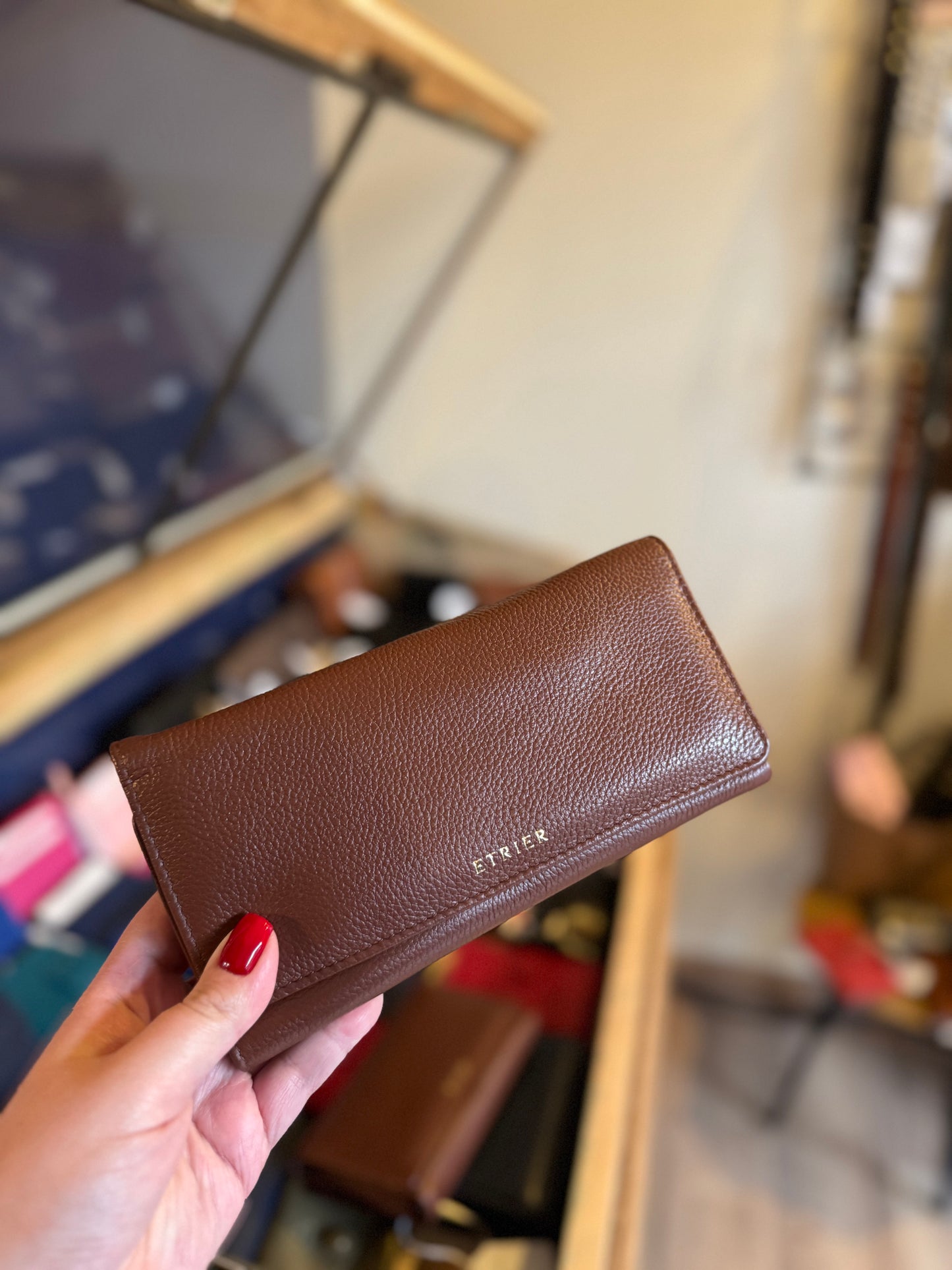 Portefeuille L Tradition cuir chataigne