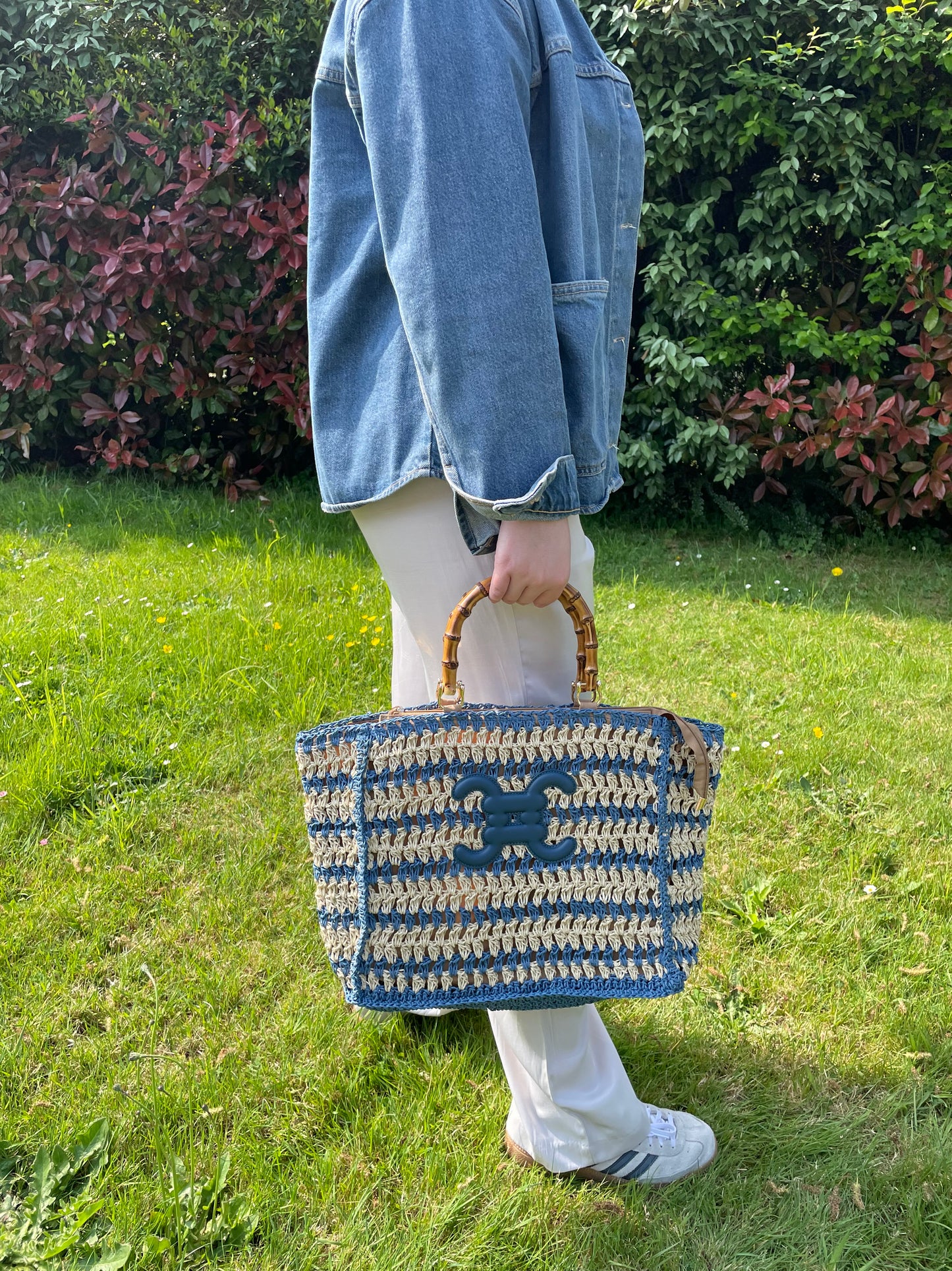 Panier Alba taupe/bleu jean