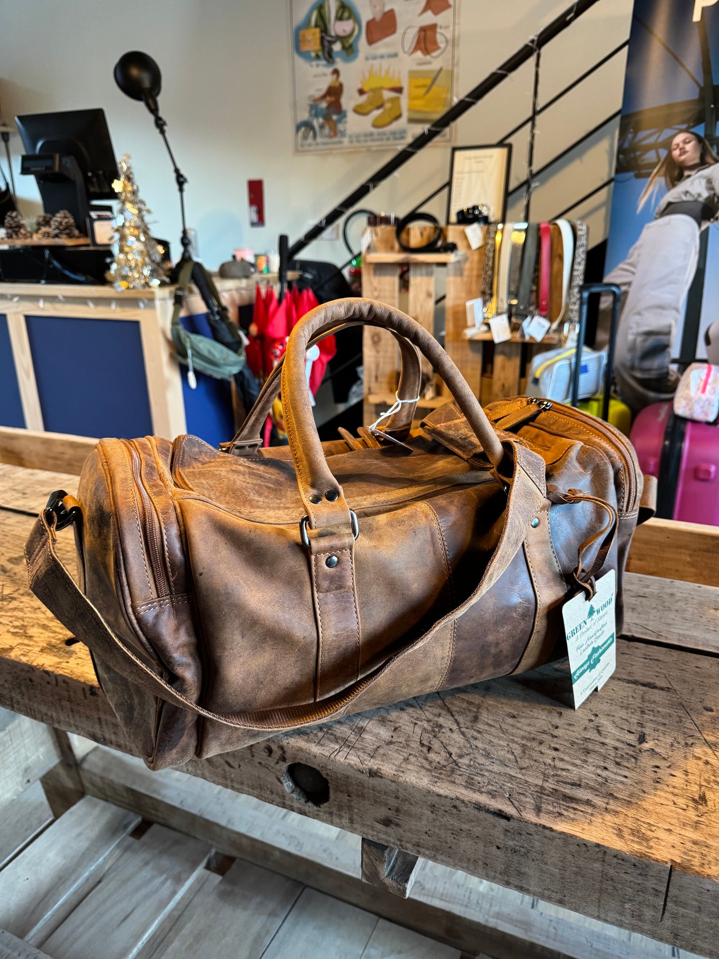 Sac de voyage, week-end, sac de sport en cuir au look vintage - Greenwood