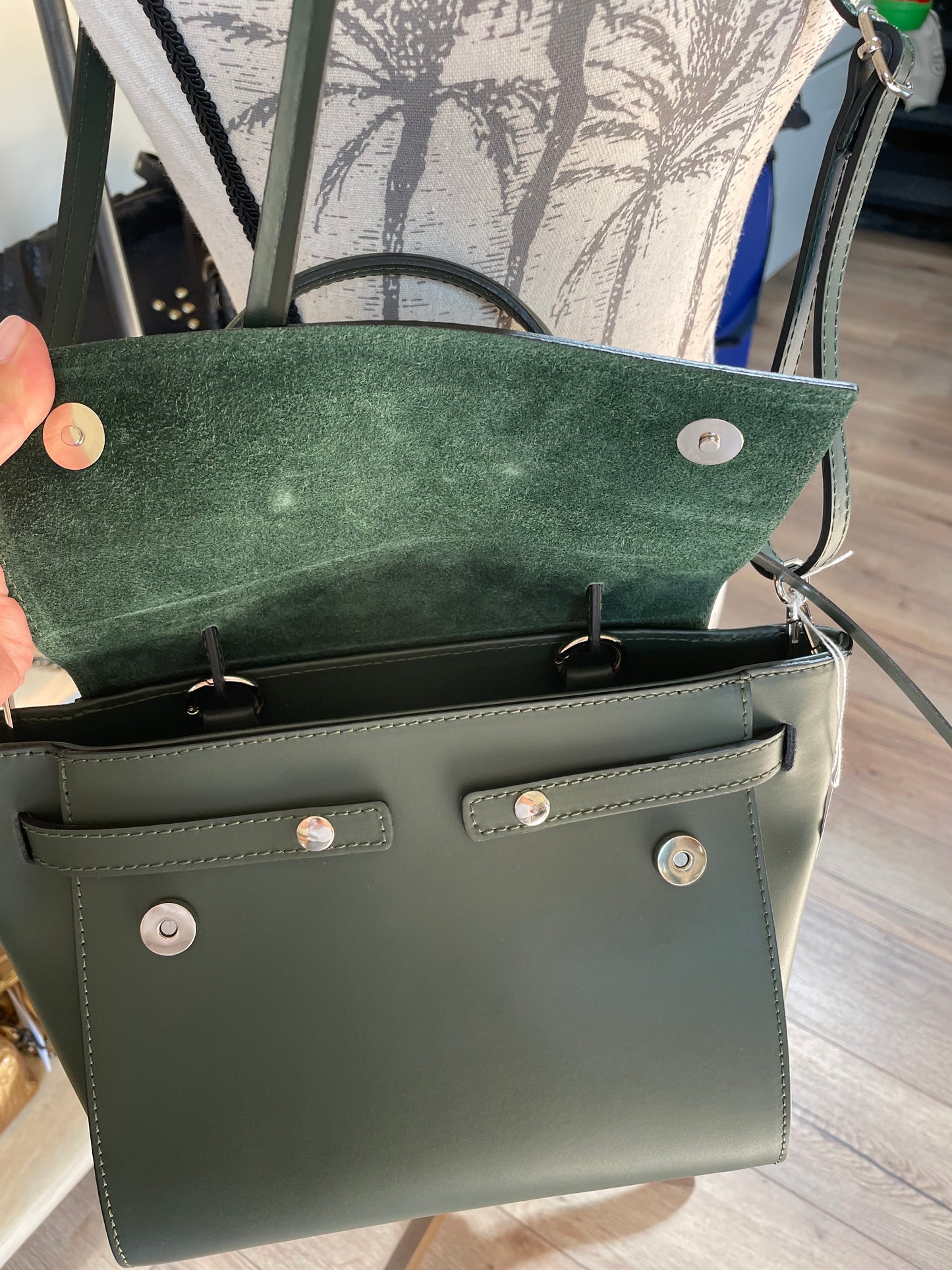 Sac Diana en cuir vert bouteille