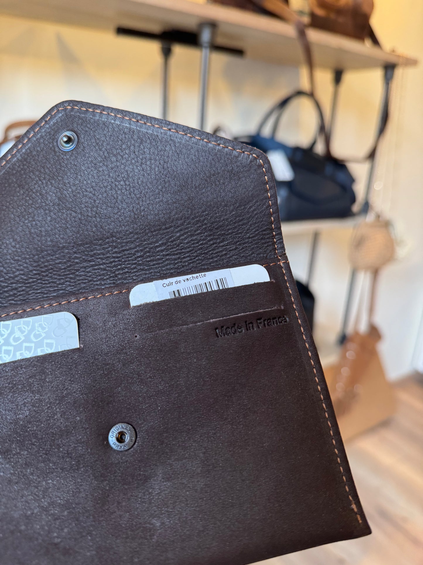 Porte-papiers en cuir marron foncé ligne Oil - Etrier