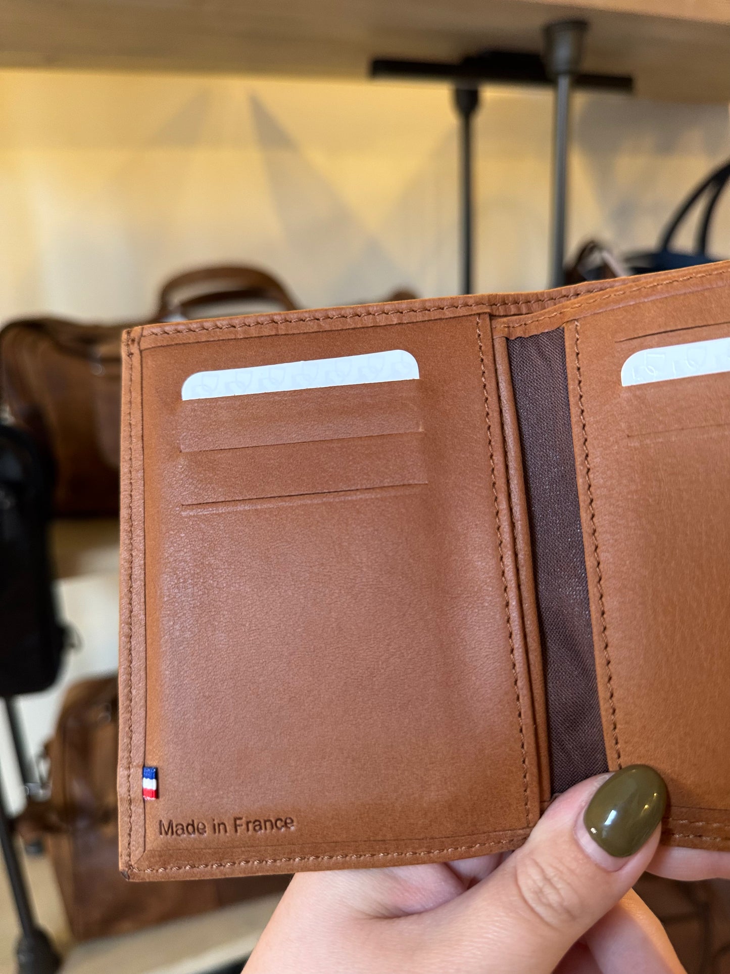 Portefeuille /porte-monnaie en cuir Camel ligne Oil - Etrier