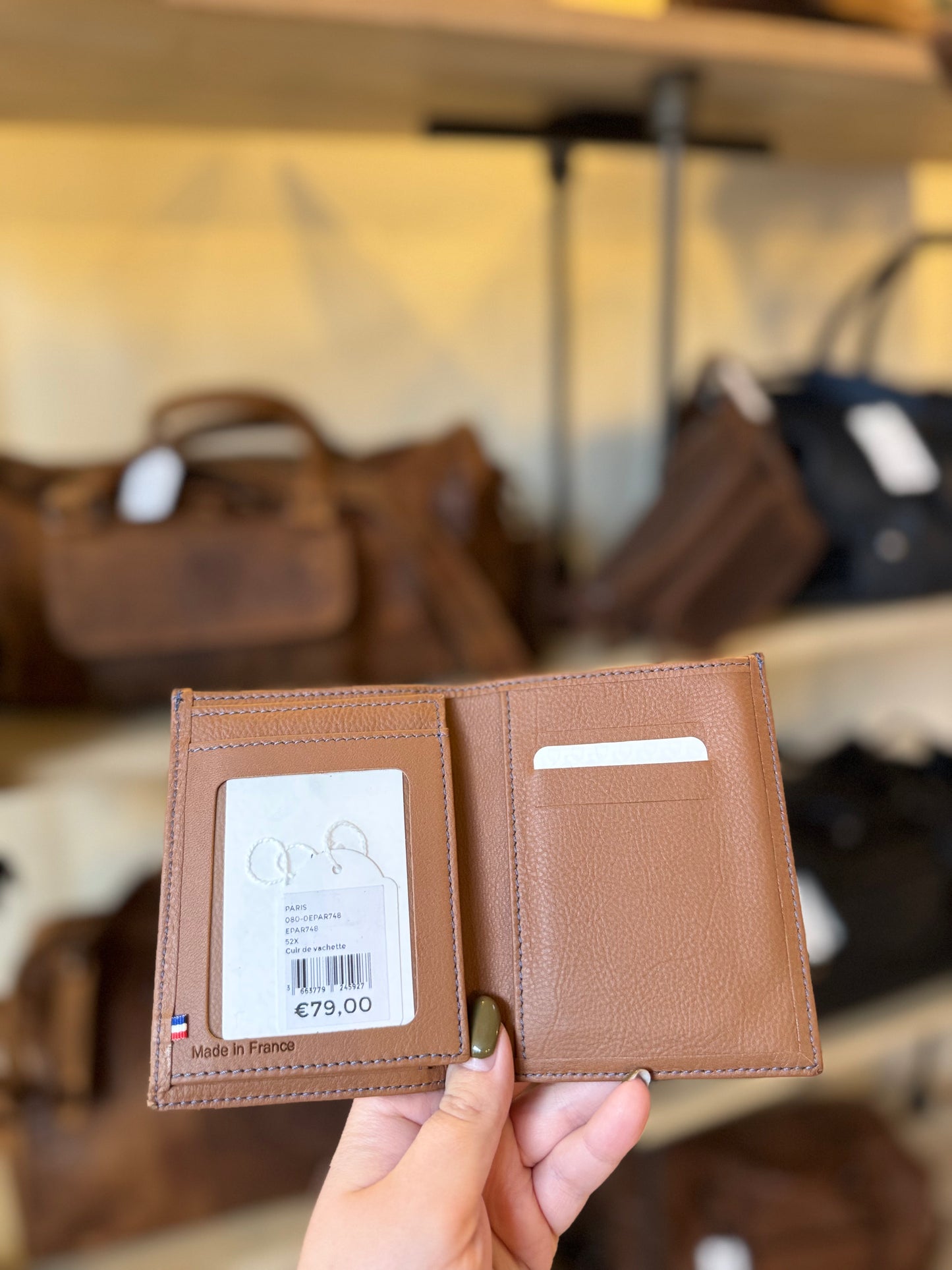 Portefeuille en cuir Camel ligne Paris - Etrier